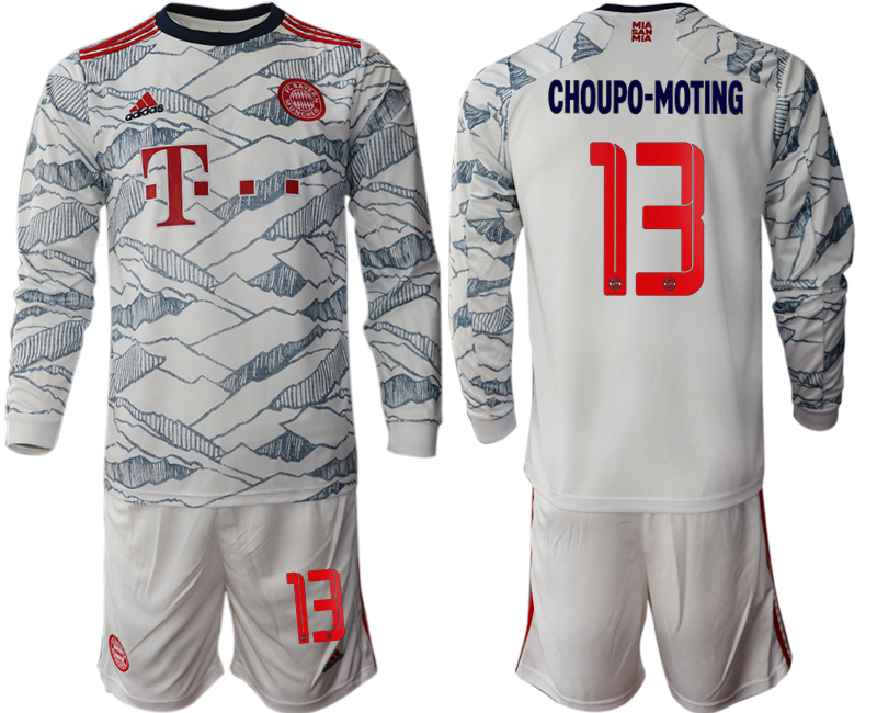 Men 2021-2022 Club Bayern Munich Second away white Long Sleeve #13 Soccer Jersey